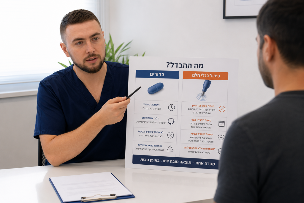 ESWT מול ויאגרה וכדורי זקפה: מה ההבדל ומתי כל אחד מתאים?